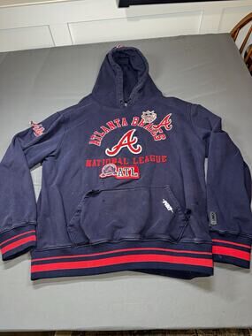 PRO Standard Atlanta Braves MLB Pullover Hoodie Navy Red White Mens XL Thrashed